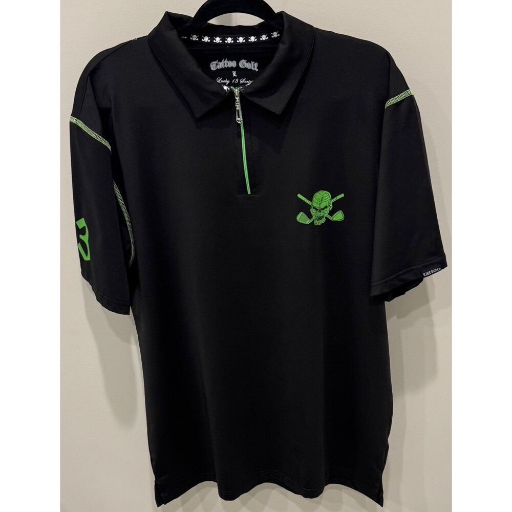 Tattoo Golf - Lucky 13 Series Golf Shirt - Men's Size Large - NEVER WORN - Black